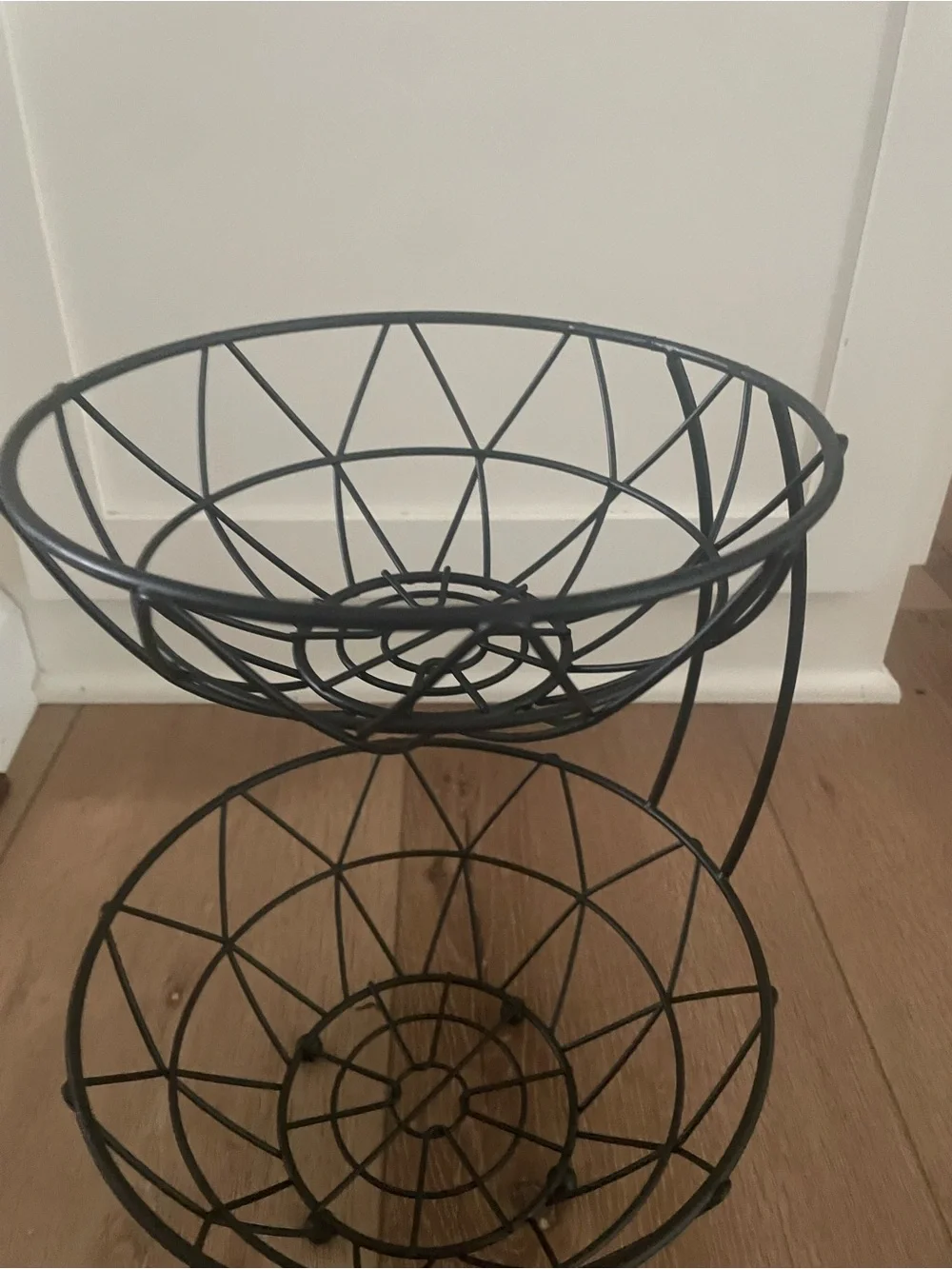 Black Two-Tier Wire Fruit Bowl Stand